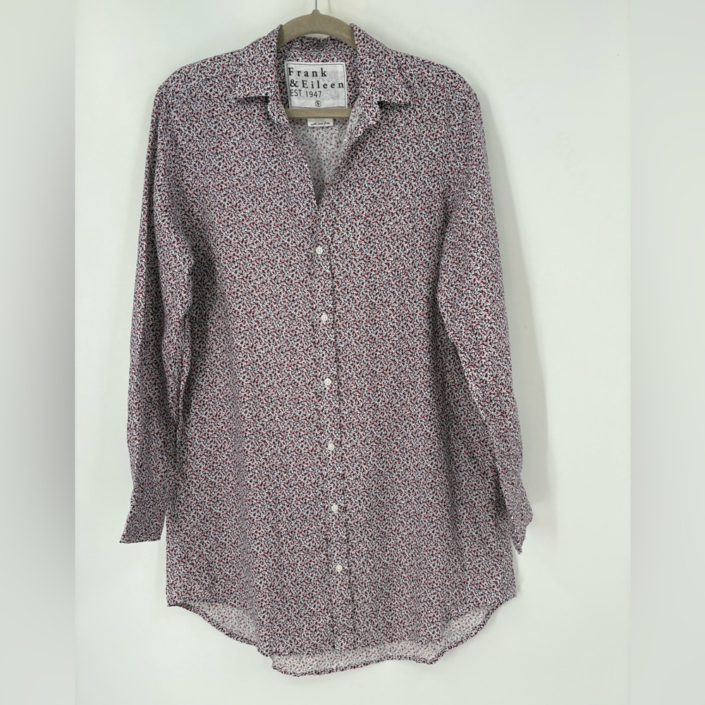 Frank & Eileen Mary Classic Linen Shirt Dress Floral Size Small